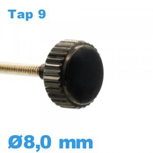 Couronne de Remontoir Montre TAP 9 tube long / 8,0 mm - Noir - Résistant à l'eau