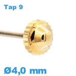 Couronne de montre tube long TAP 9 - Doré / 4,0 mm