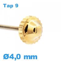 Couronne de montre tube long TAP 9 - Doré / 4,0 mm