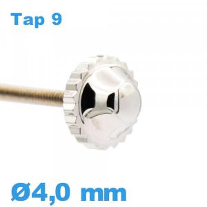 Couronne de Remontoir de Montre TAP 9 tube long / 4,0mm - argenté