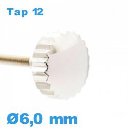 Couronne de montre tube long TAP 12 - argenté / 6,0 mm