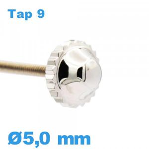 Couronne de Remontoir de Montre tube long TAP 9 - argenté / 5,0mm