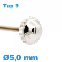 Couronne de Remontoir de Montre tube long TAP 9 - argenté / 5,0mm