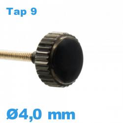 Couronne de Remontoir Montre - Waterproof tube long TAP 9 - Noir / 4,0mm