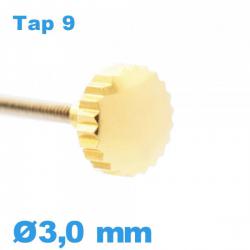 Couronne de montre TAP 9 tube long / 3,0mm - Doré