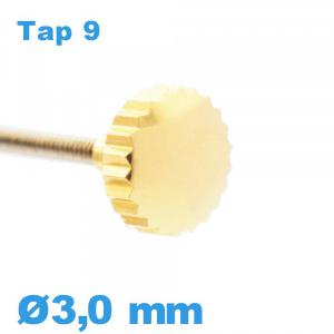 Couronne de montre TAP 9 tube long / 3,0mm - Doré