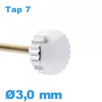 Couronne de Remontoir de Montre tube long TAP 7 - argenté / 3,0 mm