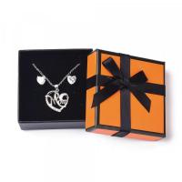 Boite Cadeau Noeud en Carton Orange et Noir 7,2 cm