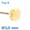 Couronne Montre tube long TAP 8 - Doré / 3,0mm