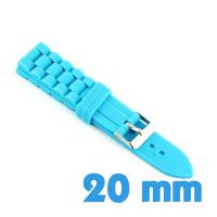 Bracelet en silicone bleu 20 mm