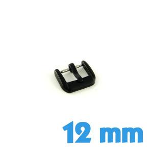 Boucle ardillon montre pas chère acier noir 12 mm - cuir plastique silicone