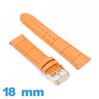 Bracelet Cuir véritable de veau de luxe orange montre 18 mm