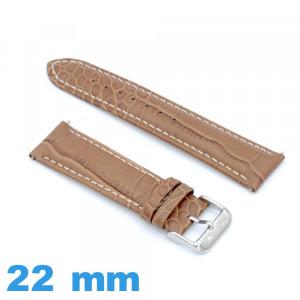 Bracelet montre camel Cuir de veau véritable de luxe à motif d'écailles 22 mm