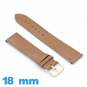 Bracelet 18mm de montre marron Cuir véritable de veau lisse 