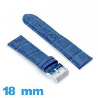 Bracelet pour montre bleu Cuir véritable de veau de luxe 18mm