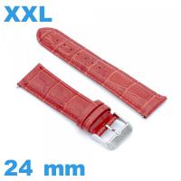 Bracelet montre rouge XXL Cuir véritable de veau de luxe 24mm