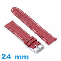 Bracelet pour montre rouge Cuir de veau véritable de luxe à motif d'écailles 24 mm