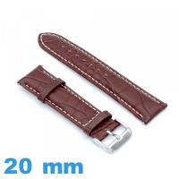 Bracelet pour montre brun Cuir de veau véritable de luxe à motif d'écailles 20 mm