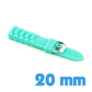 Bracelet en silicone bleu clair 20 mm