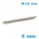 1 Tige à ressort ISOSWISS réparation montre 5mm Non téléscopique épaulement simple d :1,8 mm qualité Suisse