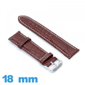 Bracelet 18mm montre brun Cuir de veau véritable de luxe à motif d'écailles