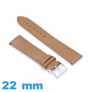 Bracelet 22 mm montre marron Cuir véritable de veau lisse 