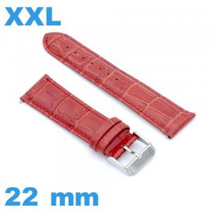 Bracelet gros poignet Cuir véritable de veau de luxe 22 mm rouge de montre