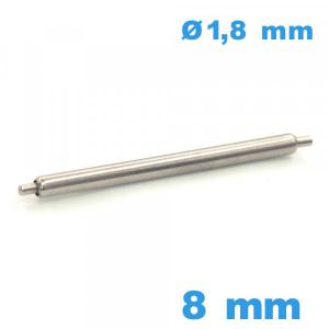 1 Springbar à ressort  pour réparation bracelet montre 8 mm Non téléscopique épaulement simple diam : 1,8 mm Suisse