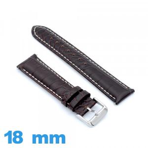 Bracelet de montre 18mm marron foncé Cuir de veau véritable de luxe à motif d'écailles