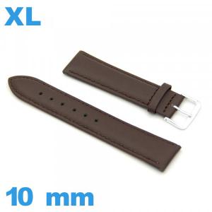 Bracelet gros poignet Cuir véritable de veau lisse  10mm pour montre