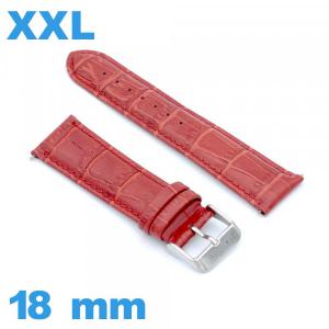 Bracelet montre rouge grande longueur Cuir véritable de veau de luxe 18mm