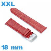 Bracelet montre rouge grande longueur Cuir véritable de veau de luxe 18mm