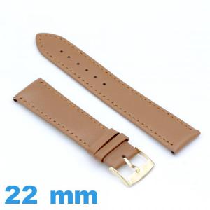 Bracelet pour montre marron Cuir véritable de veau lisse  22mm