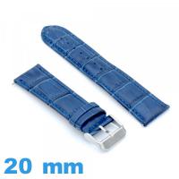 Bracelet 20mm bleu montre Cuir véritable de veau de luxe