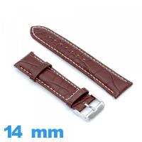 Bracelet Cuir de veau véritable de luxe à motif d'écailles brun 14 mm montre