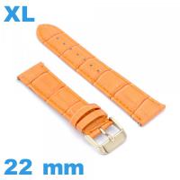 Bracelet gros poignet Cuir véritable de veau de luxe orange 22mm montre