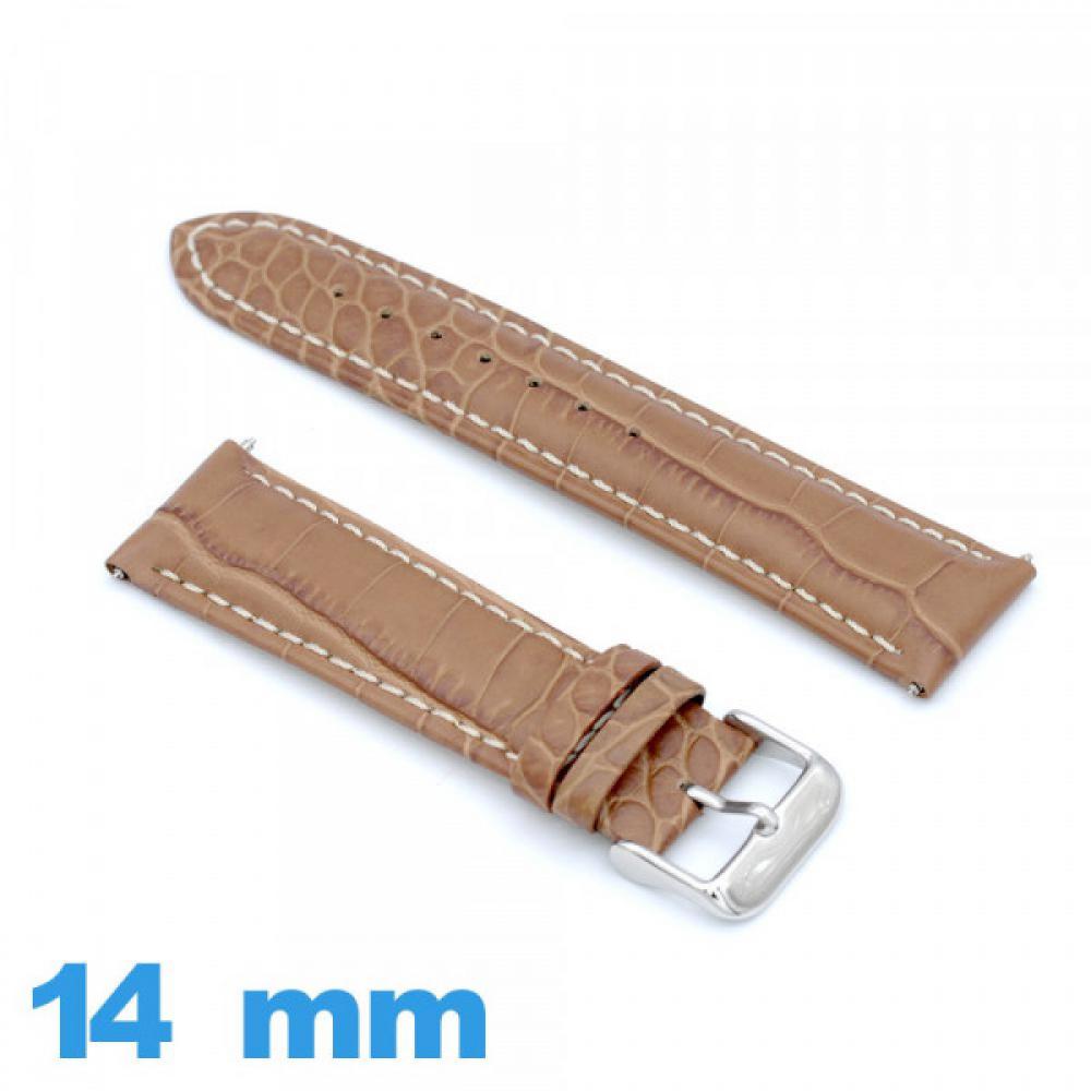 BRACELET MONTRE FLEURUS, vachette façon croco mauve, 22 mm, FLEU3-32