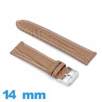 Bracelet Cuir de veau véritable de luxe à motif d'écailles camel de montre 14mm