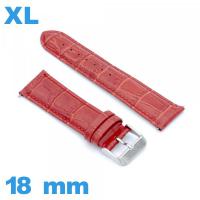 Bracelet XL Cuir véritable de veau de luxe rouge montre 18mm