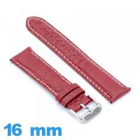 Bracelet Cuir de veau véritable de luxe à motif d'écailles 16mm rouge montre