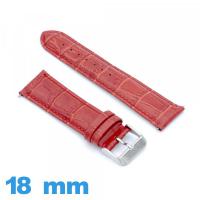 Bracelet Cuir véritable de veau de luxe rouge pour montre 18 mm