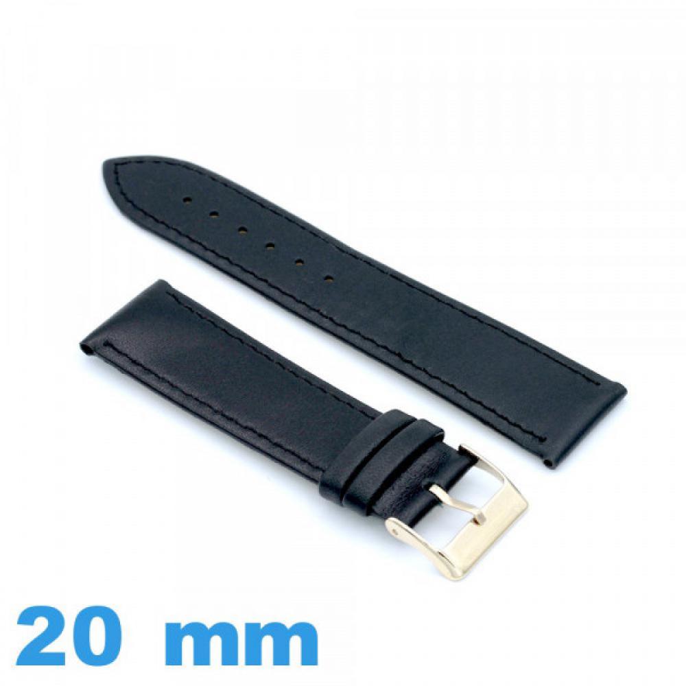 Bracelet De Montre En Cuir De Veau Noir – Largeurs 18mm Et 20mm – Marque RVC, Neuf Avec étiquettes