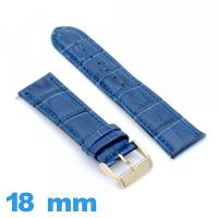 Bracelet Cuir véritable de veau de luxe bleu 18mm pour montre
