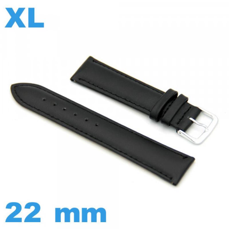 Bracelet Montre Cuir & Fibre De Carbone Noir - Largeur 24 Mm - Déployant - Neuf Sans Étiquette