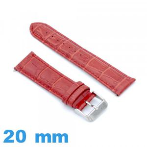 Bracelet de montre 20 mm rouge Cuir véritable de veau de luxe