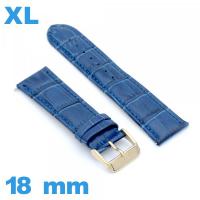 Bracelet de montre gros poignet bleu Cuir véritable de veau de luxe 18mm