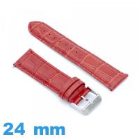 Bracelet 24 mm rouge pour montre Cuir véritable de veau de luxe