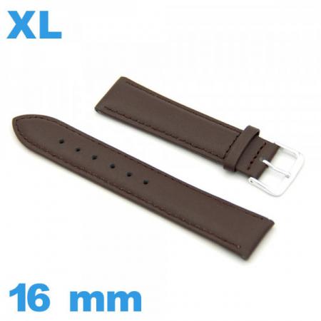 Bracelet De Montre Cuir Véritable 16mm – Marron Bordeaux Lisse – Neuf