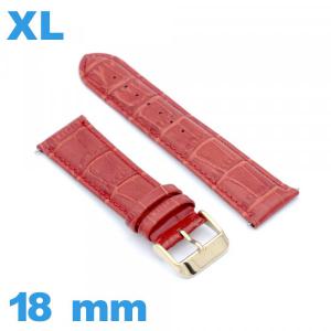 Bracelet 18 mm rouge pour montre XL Cuir véritable de veau de luxe