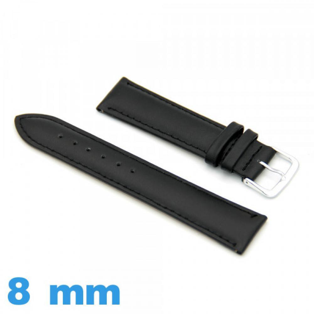 Bracelet De Montre En Cuir Véritable Noir - Largeur 20 Mm - Occasion (état à Vérifier) - Pour Remplacer Un Bracelet Abîmé